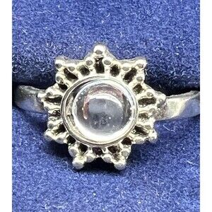 Crystal Ball Forecast/Sunshine & REIGN- Silver Tone Ring -Flower -Size 7.75